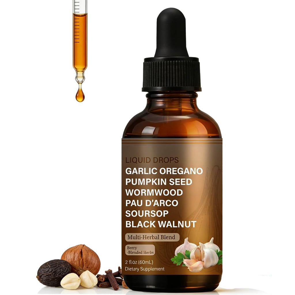 SERSANVE Natural Black Walnut Wormwood Gut Cleanse | Black Walnut Clove Drops with Pumpkin Seed, PAU D’Arco, Soursop, Garlic and Oregano | Vegan, Alcohol-Free Formula for Digestion Support, 2 fl oz - TrustMedUSA