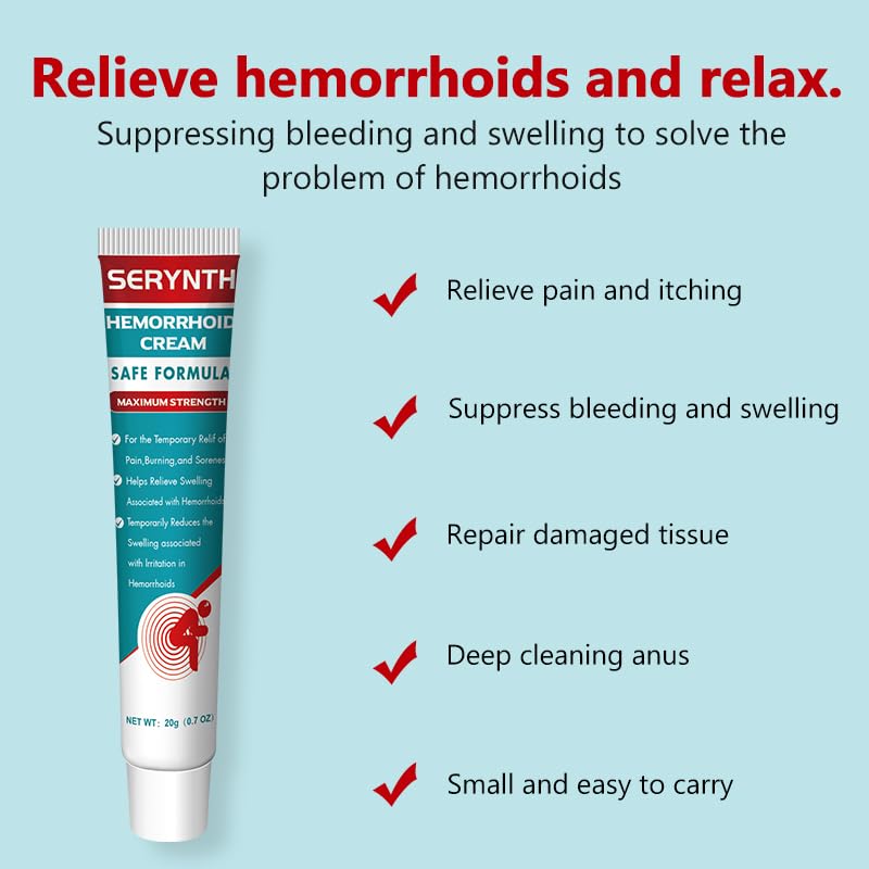 SERYNTH Hemorrhoid and Anal Fissure Ointment, Hemorrhoid Treatment, Fast Relief from Swelling, Pain, Itching, Burning (20g) - TrustMedUSA