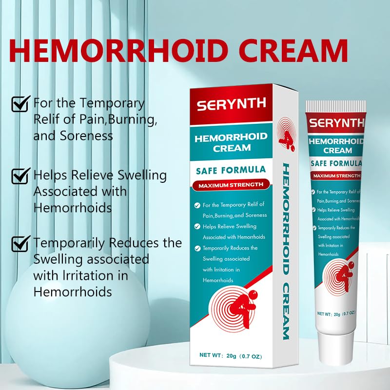 SERYNTH Hemorrhoid and Anal Fissure Ointment, Hemorrhoid Treatment, Fast Relief from Swelling, Pain, Itching, Burning (20g) - TrustMedUSA