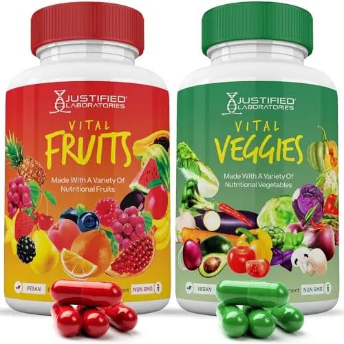(Set of 2) Vital Fruits and Veggies Supplement Red & Green Superfoods Whole Food - TrustMedUSA