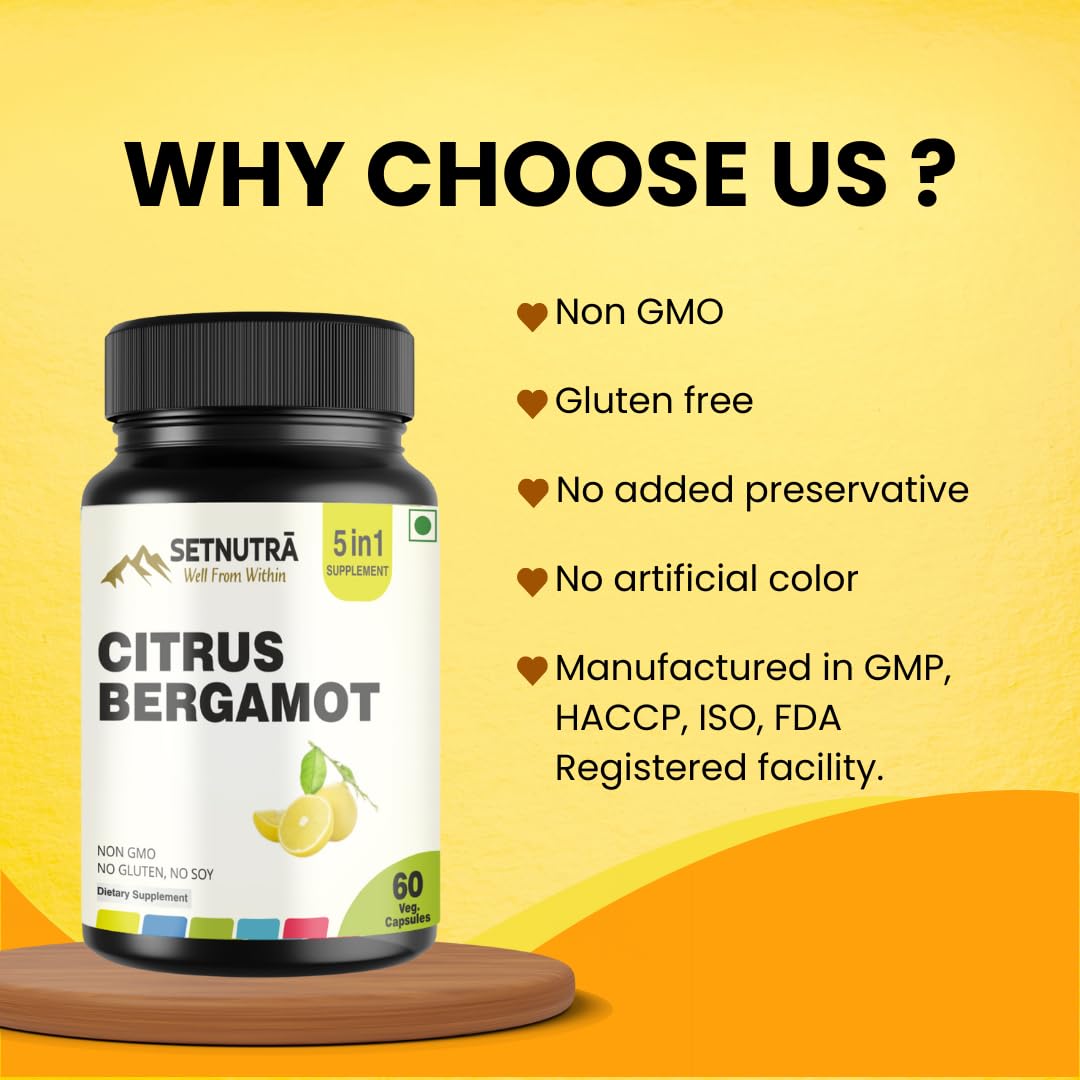 SETNUTRA Well From Within 5 in 1 Citrus Bergamot Supplement with Black Chokeberry Olive Leaf Niacin & Black Pepper | Heart Health Support Antioxidant Boost | Non GMO Gluten Free Capsules (60 Count) - TrustMedUSA