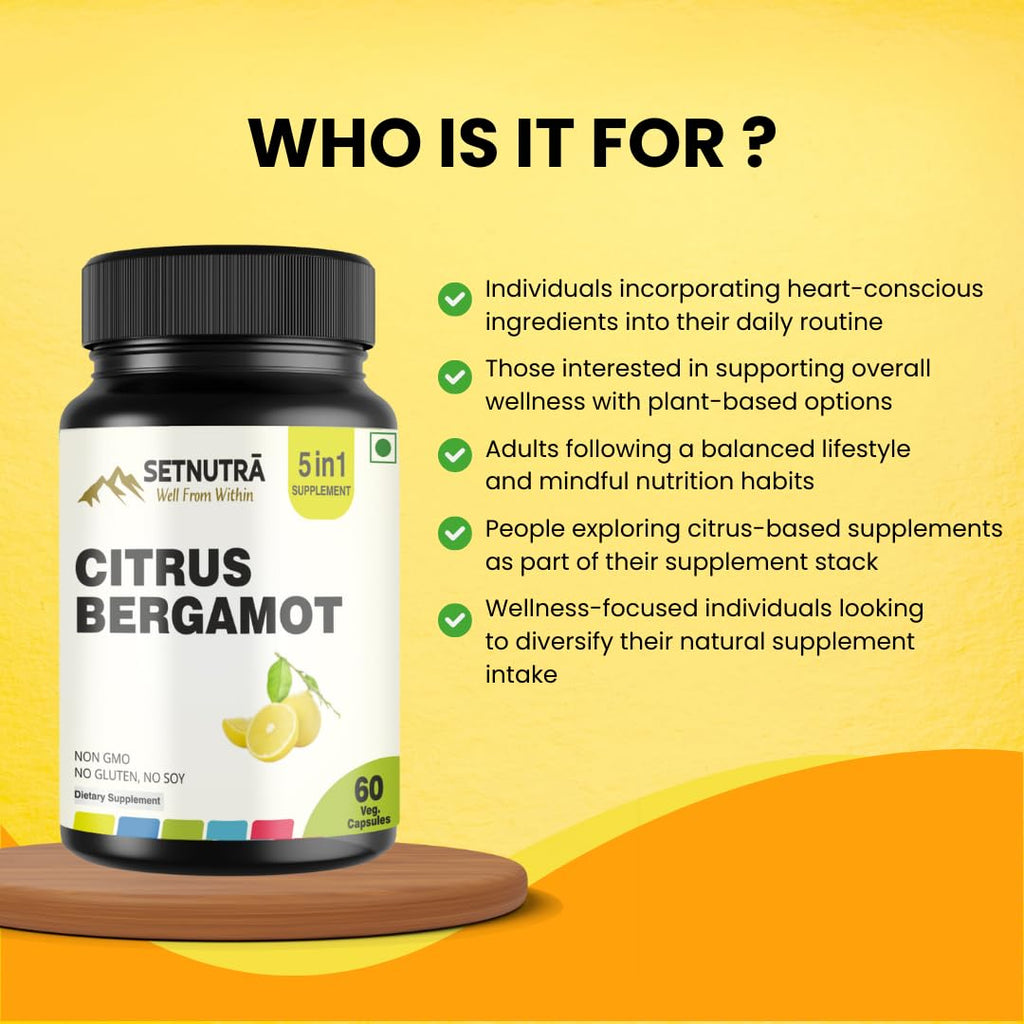SETNUTRA Well From Within 5 in 1 Citrus Bergamot Supplement with Black Chokeberry Olive Leaf Niacin & Black Pepper | Heart Health Support Antioxidant Boost | Non GMO Gluten Free Capsules (60 Count) - TrustMedUSA