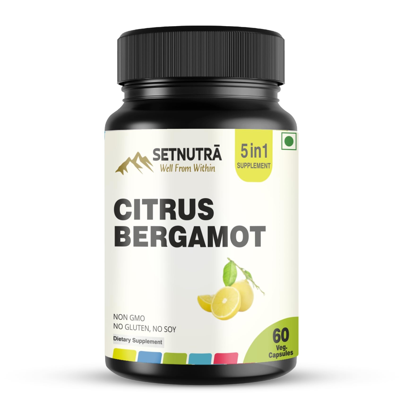 SETNUTRA Well From Within 5 in 1 Citrus Bergamot Supplement with Black Chokeberry Olive Leaf Niacin & Black Pepper | Heart Health Support Antioxidant Boost | Non GMO Gluten Free Capsules (60 Count) - TrustMedUSA