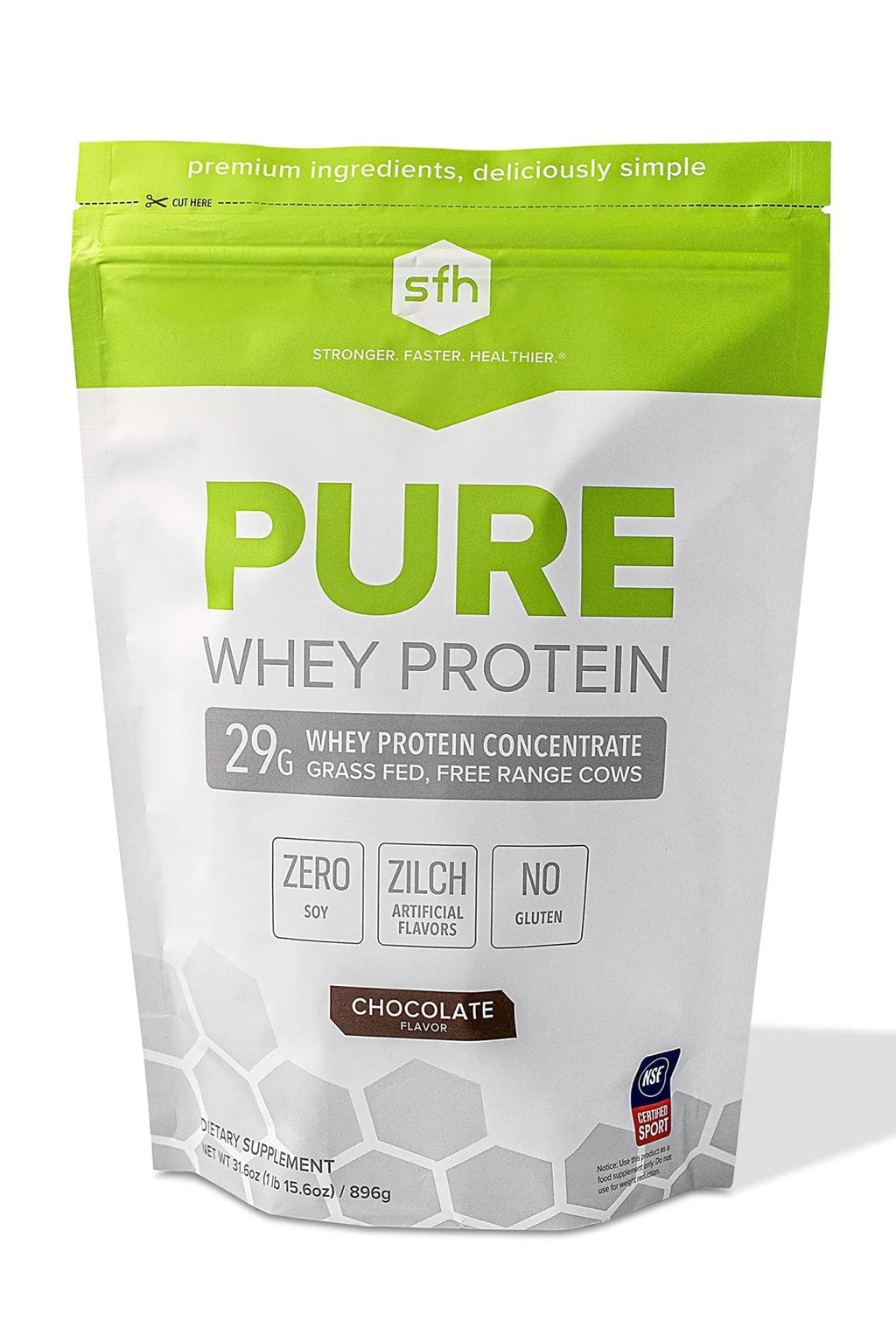 SFH Pure Whey Protein Powder (Chocolate) Best Tasting 100% Grass Fed Whey - TrustMedUSA