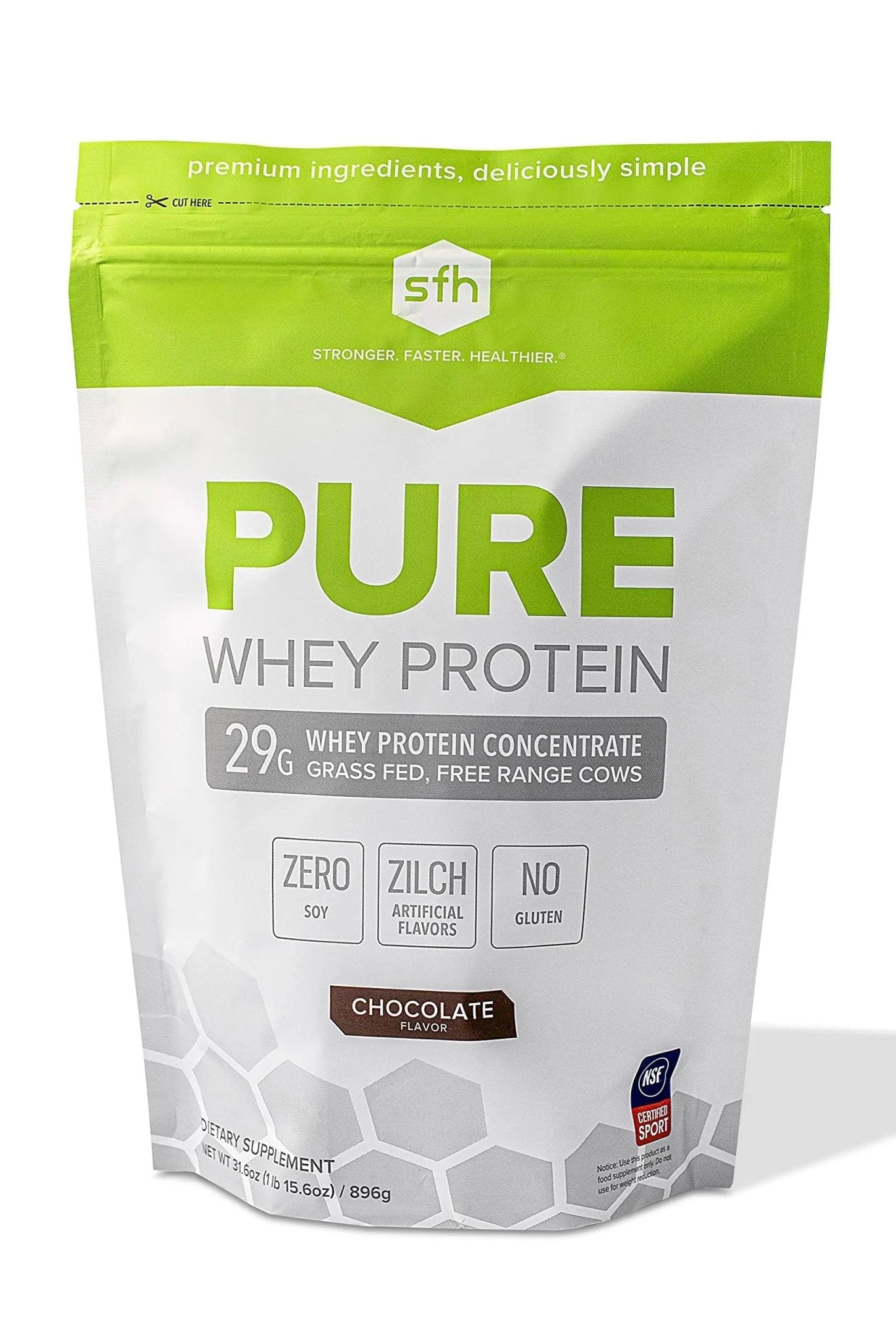 SFH Pure Whey Protein Powder (Chocolate) Best Tasting 100% Grass Fed Whey - TrustMedUSA