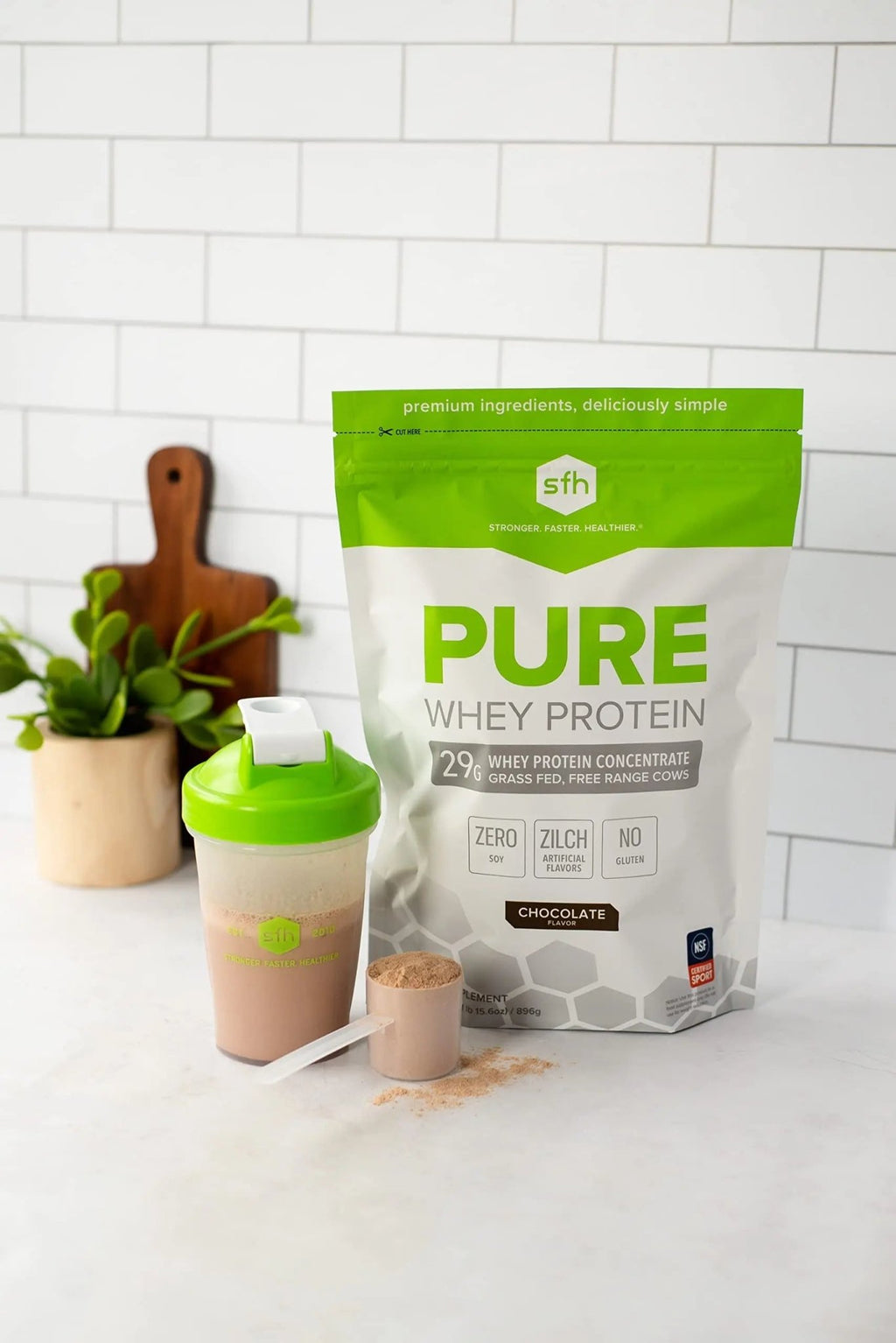 SFH Pure Whey Protein Powder (Chocolate) Best Tasting 100% Grass Fed Whey - TrustMedUSA