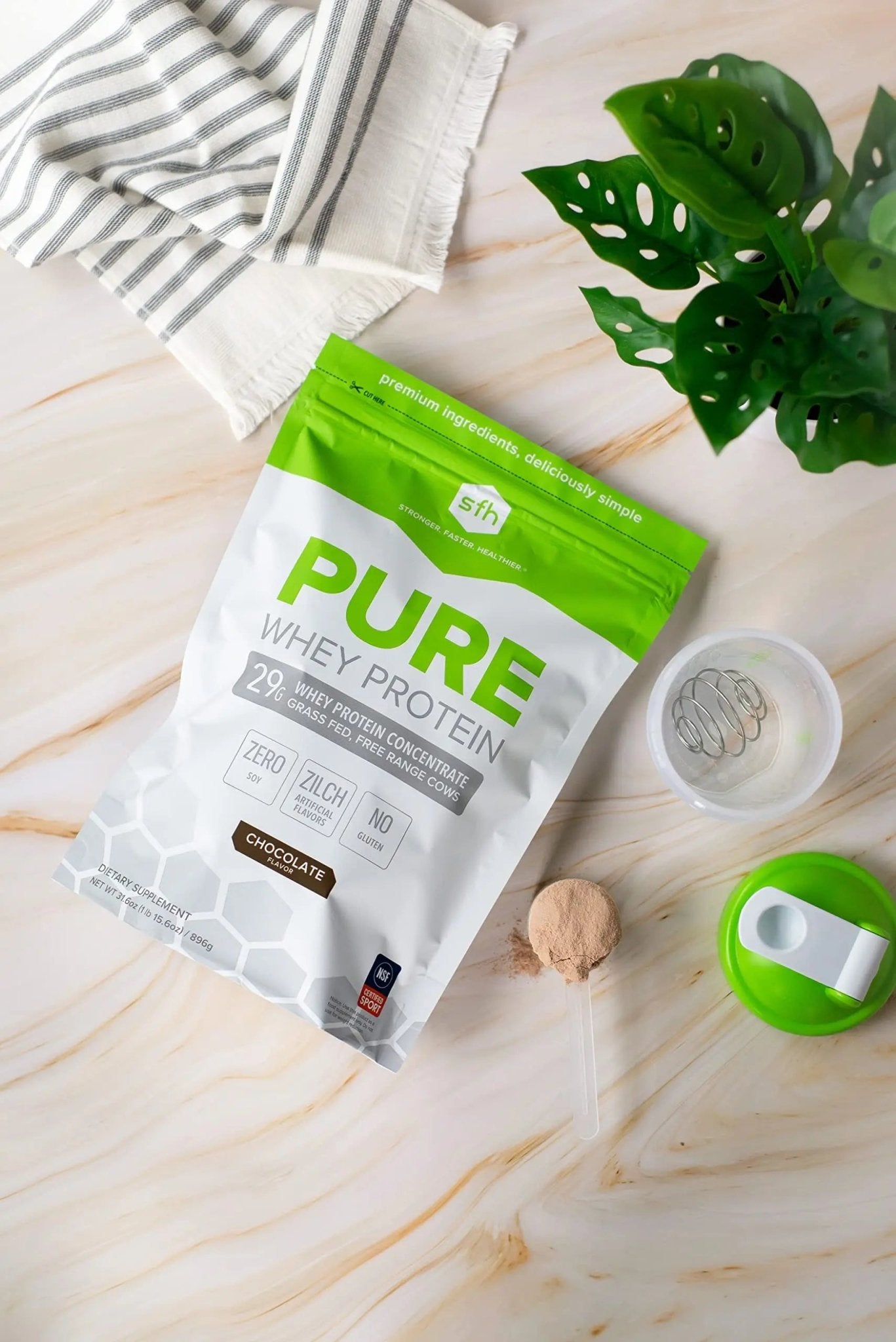 SFH Pure Whey Protein Powder (Chocolate) Best Tasting 100% Grass Fed Whey - TrustMedUSA