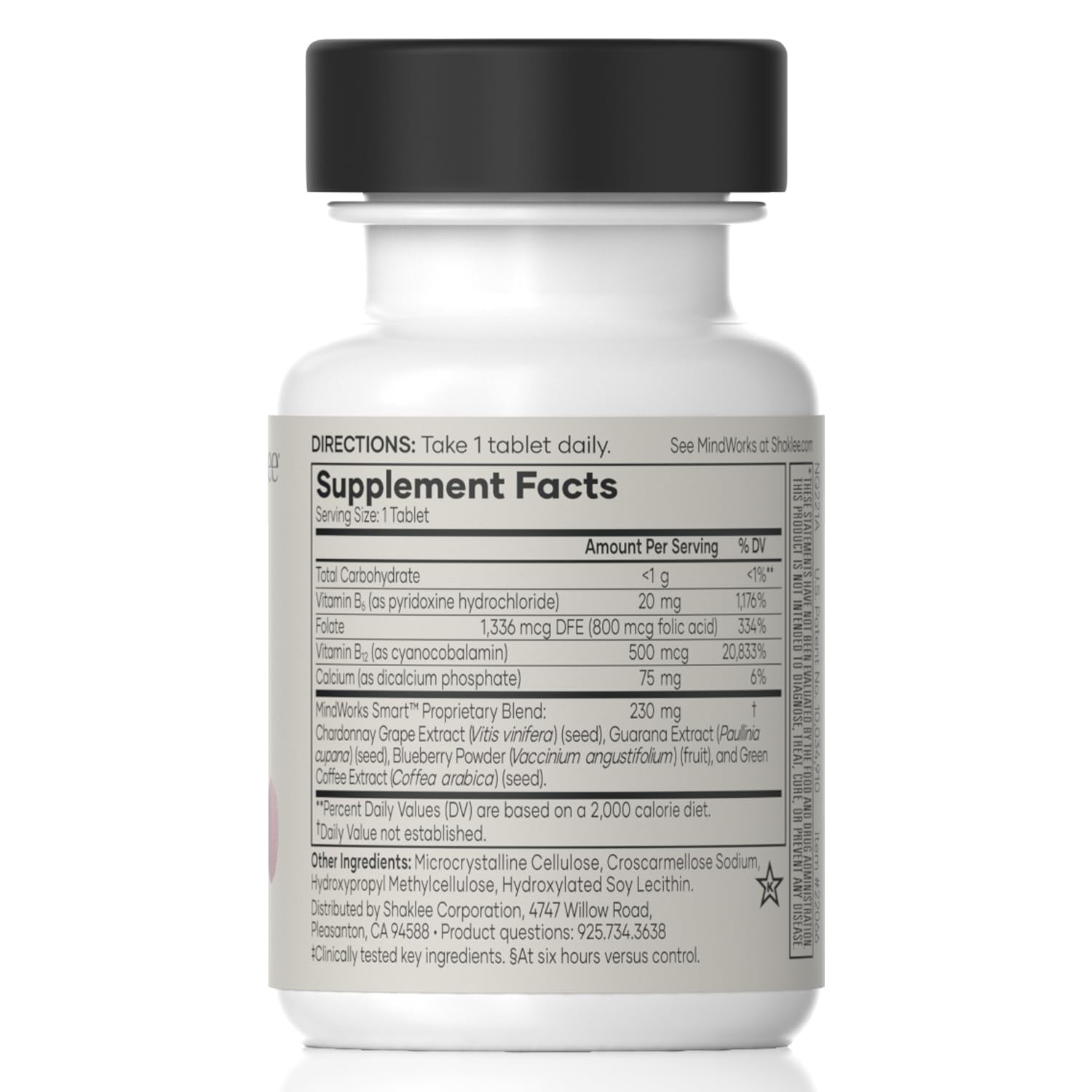 Shaklee MindWorks® - Brain Health Supplement for Brain Sharpness & Focus - Supported Nutrients & Extracts - Chardonnay Grape Seed Polyphenols, Guarana Extract, Vitamins B6, B12, Folate - 30 Tablets - TrustMedUSA