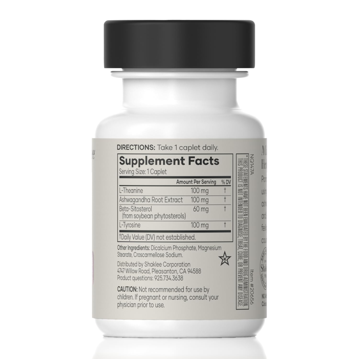 Shaklee - Stress Relief Complex - Calming Blend of L-theanine, Ashwagandha, Beta-sitosterol, and L-tyrosine - Promotes Relaxation without Drowsiness - 1 Caplet Daily - Adults Supplement - 30 Caplets - TrustMedUSA
