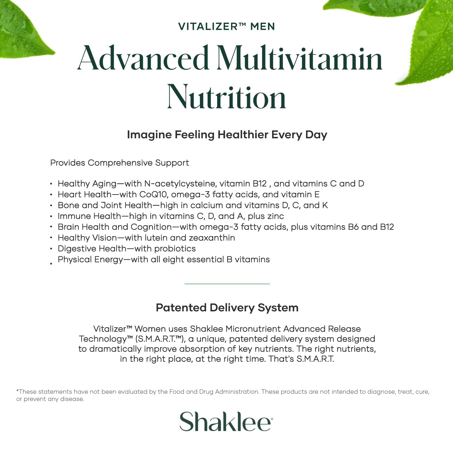 Shaklee - Vitalizer™ Men - Advanced Nutrition Vita-Strips® with Vitamins, Minerals, Omega-3s, Probiotics & More for Heart, Joint, Immune, Bone, Digestive Health & Physical Energy - 30 Vita-Strips® - TrustMedUSA