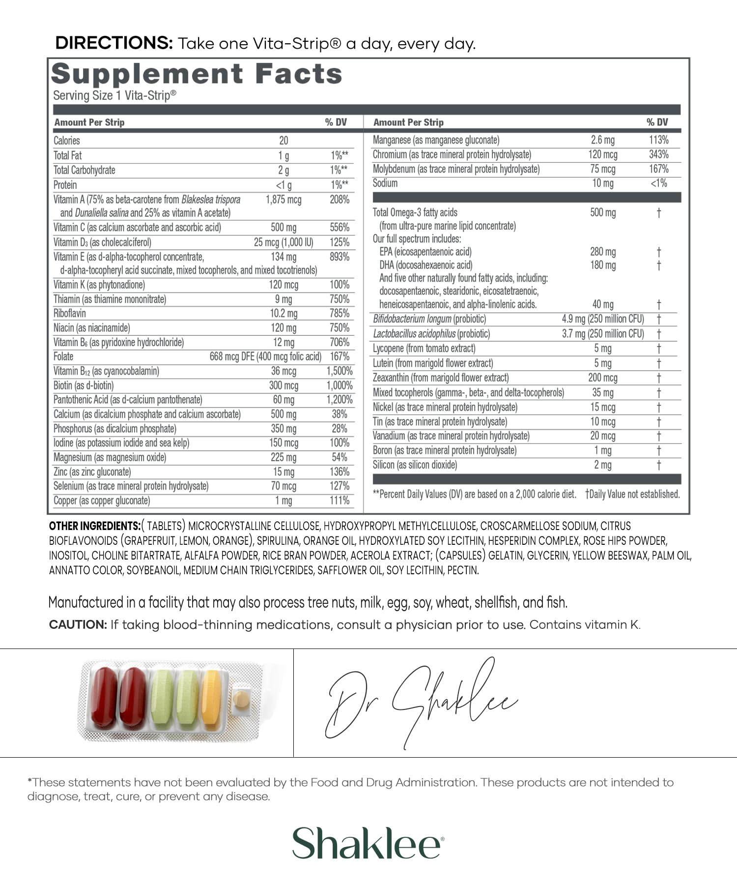 Shaklee - Vitalizer™ Men - Advanced Nutrition Vita-Strips® with Vitamins, Minerals, Omega-3s, Probiotics & More for Heart, Joint, Immune, Bone, Digestive Health & Physical Energy - 30 Vita-Strips® - TrustMedUSA