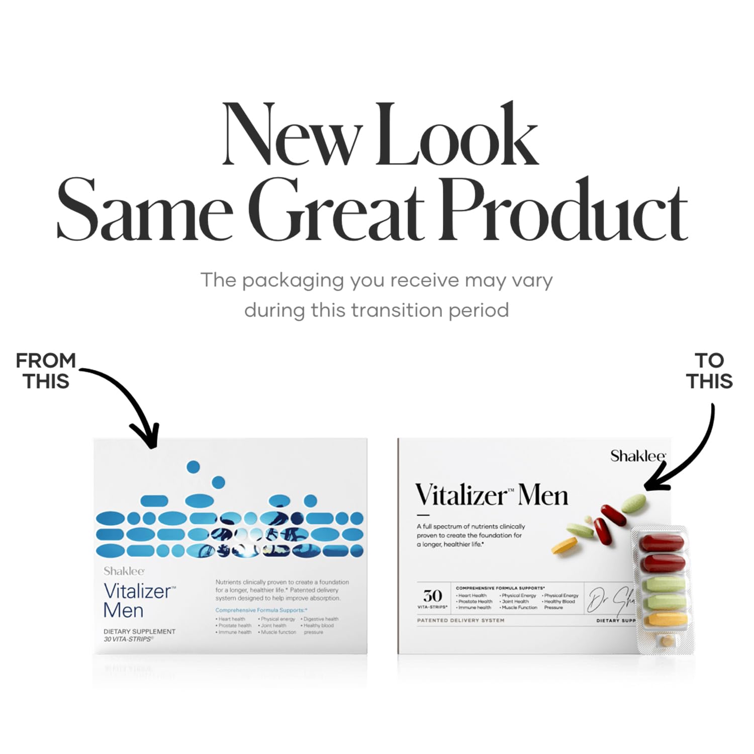 Shaklee - Vitalizer™ Men - Advanced Nutrition Vita-Strips® with Vitamins, Minerals, Omega-3s, Probiotics & More for Heart, Joint, Immune, Bone, Digestive Health & Physical Energy - 30 Vita-Strips® - TrustMedUSA