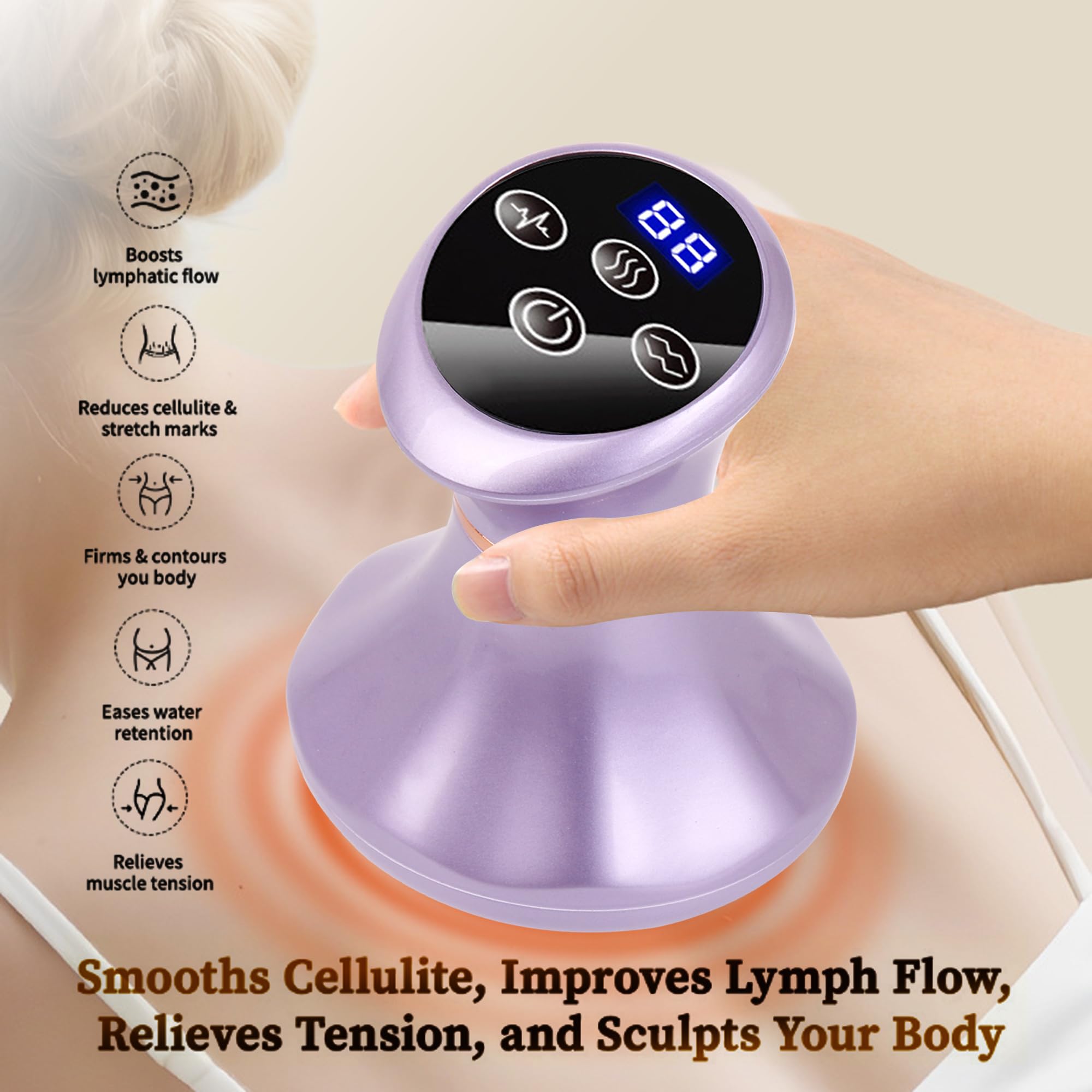 SHANOER 4-in-1 Lymphatic Drainage Massager - Anti Cellulite Massage Tool with Heating/Vibration/Red Light/Microcurrent,Body Sculpting Machine for Legs/Belly/Back/Hips/Reduce Stretch Marks & Cellulite - Maple Wellness Supplements