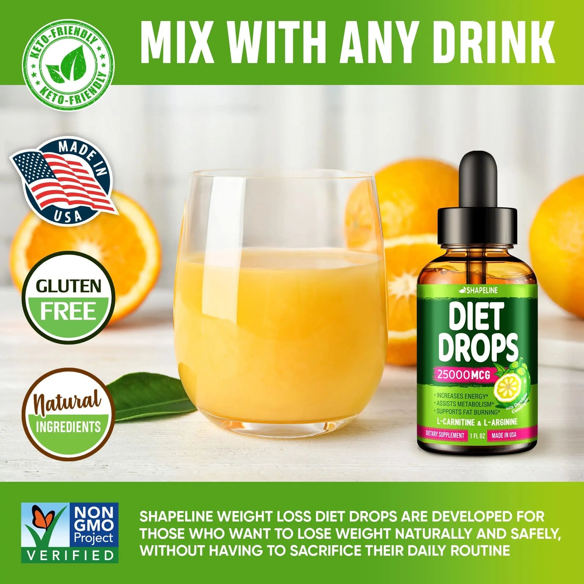 SHAPELINE Weight Loss Drops - Diet Drops 1 Fl Oz & 2 Fl Oz - Made in The USA - Appetite - TrustMedUSA