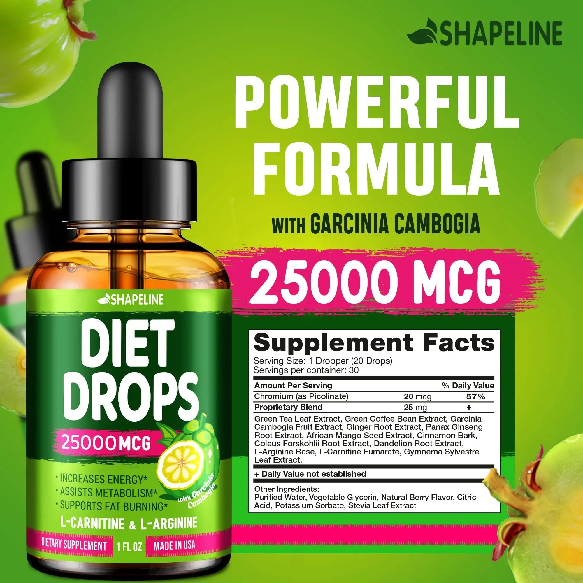 SHAPELINE Weight Loss Drops - Diet Drops 1 Fl Oz & 2 Fl Oz - Made in The USA - Appetite - TrustMedUSA