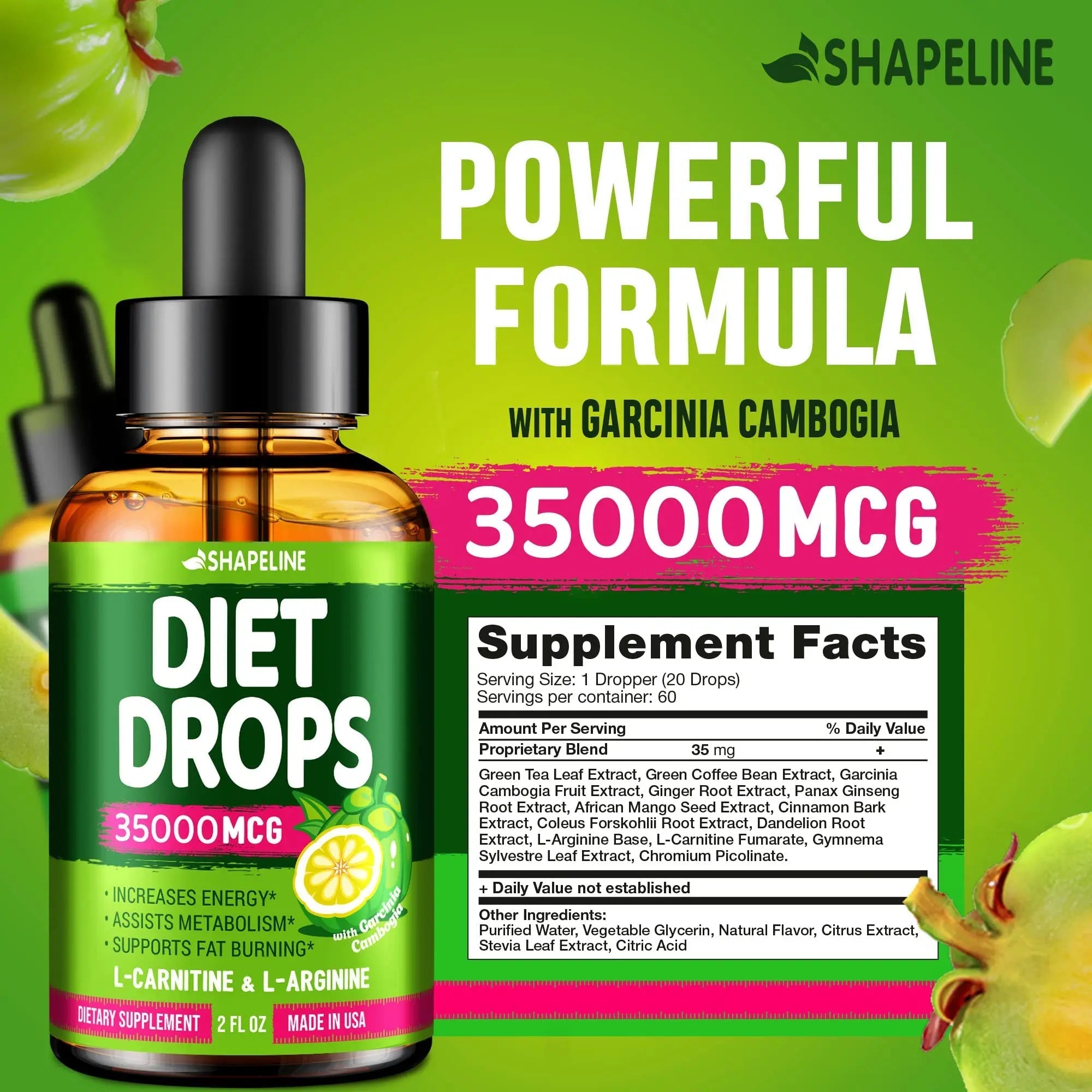 SHAPELINE Weight Loss Drops - Diet Drops 1 Fl Oz & 2 Fl Oz - Made in The USA - Appetite - TrustMedUSA