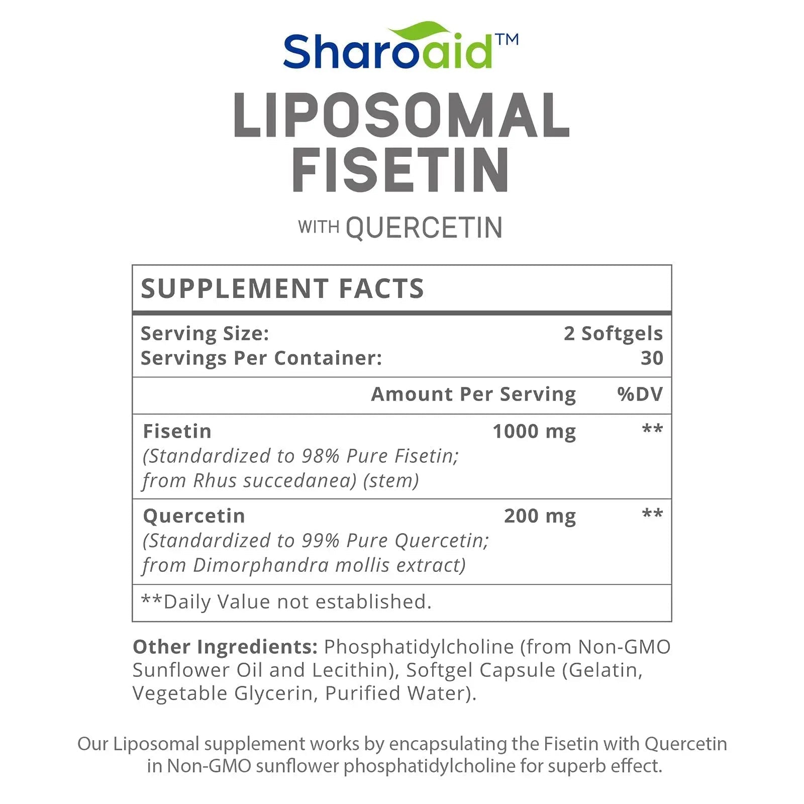 Sharoaid Liposomal Fisetin with Quercetin Supplements 1200 mg per Serving - TrustMedUSA