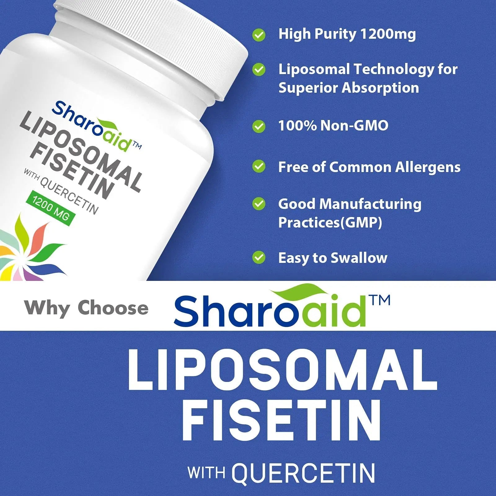 Sharoaid Liposomal Fisetin with Quercetin Supplements 1200 mg per Serving - TrustMedUSA