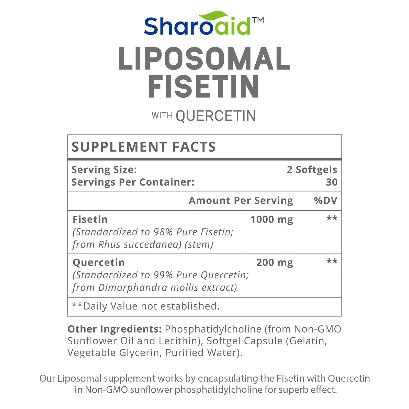 Sharoaid Liposomal Fisetin with Quercetin Supplements 1200 mg per Serving,High Absorpti - TrustMedUSA