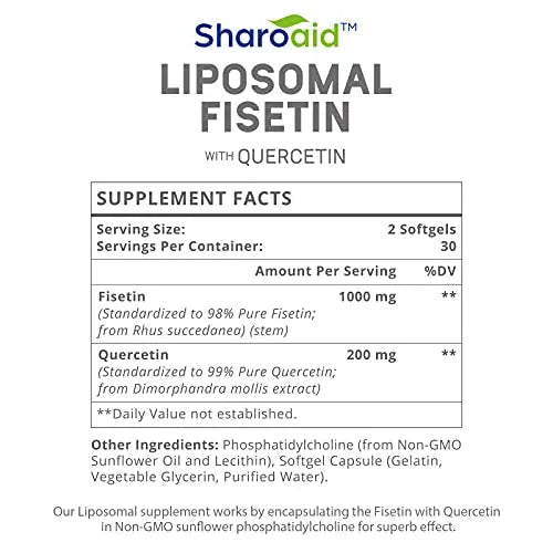 Sharoaid Liposomal Fisetin with Quercetin Supplements 1200 mg per Serving,High Absorpti - TrustMedUSA