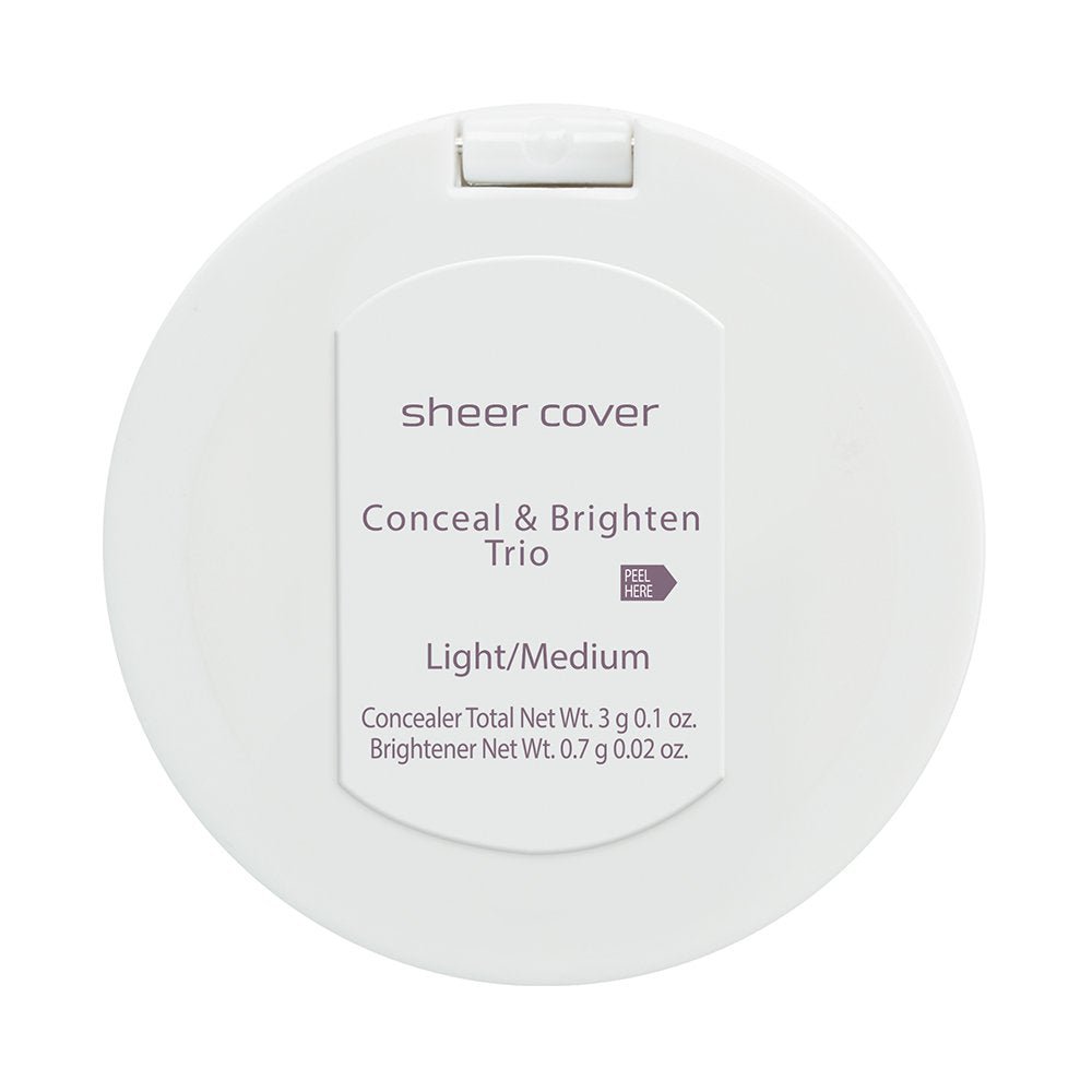 Sheer Cover Studio – Conceal and Brighten Highlight Trio – Two-Toned Concealers – Shimmering Highlighter – Light/Medium Shade – With FREE Concealer Brush – 3 Grams - TrustMedUSA