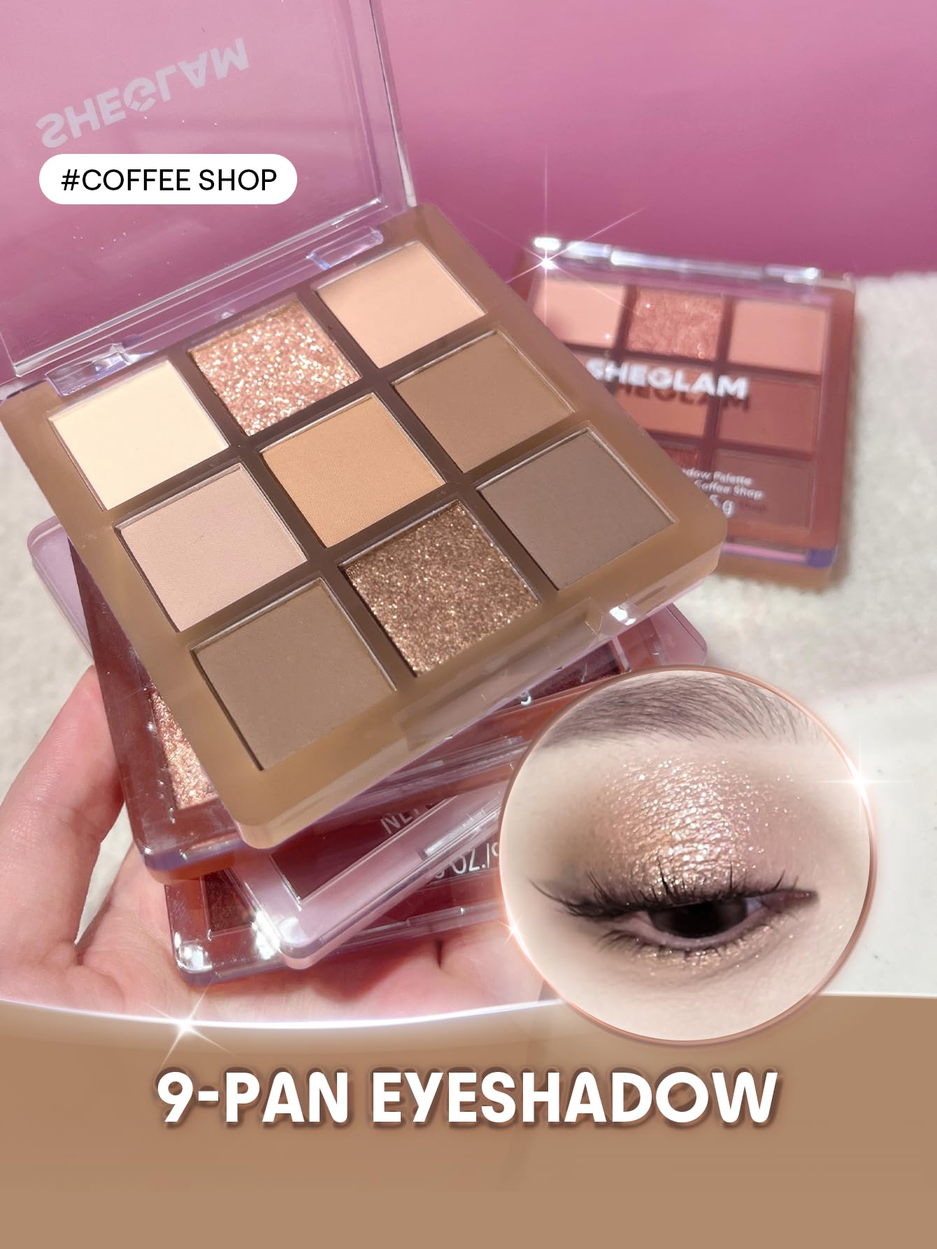 SHEGLAM Eyeshadow Palette 9-Color Ultra-pigmented Shimmer & Matte Shades, Vegan & Cruelty-free-Coffee Shop - TrustMedUSA