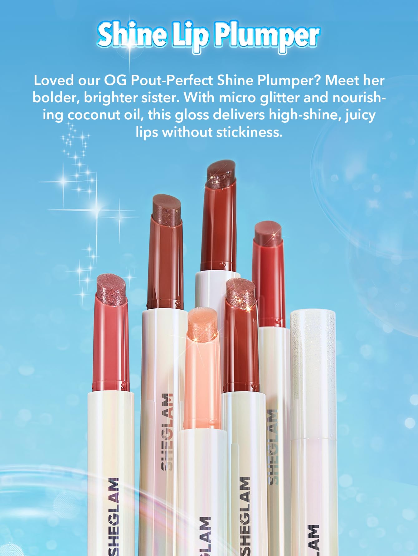 SHEGLAM Pout-Perfect Moisturizing Solid Lip Gloss Shimmer Lip Plumper - Violet Fizz - TrustMedUSA