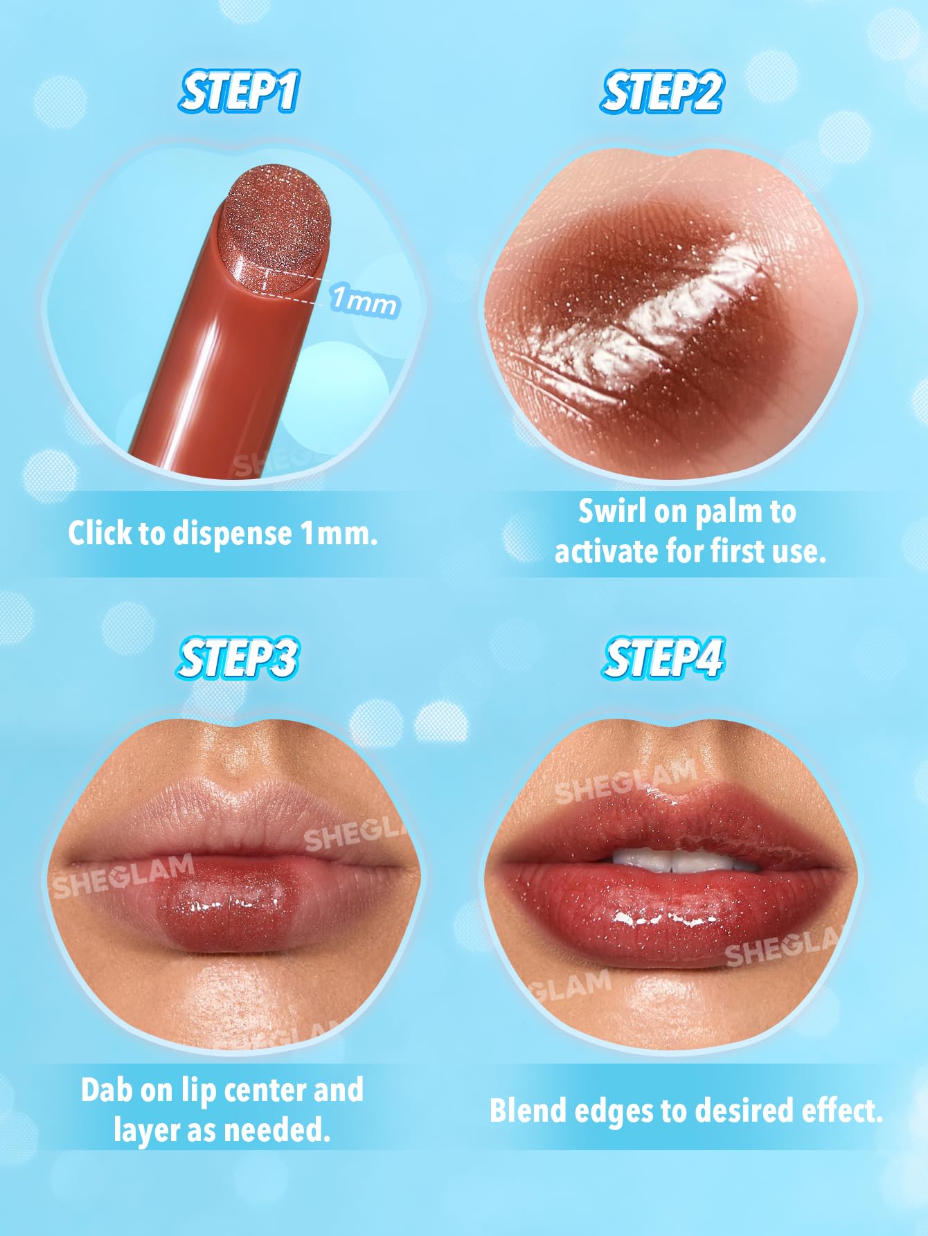 SHEGLAM Pout-Perfect Moisturizing Solid Lip Gloss Shimmer Lip Plumper - Violet Fizz - TrustMedUSA