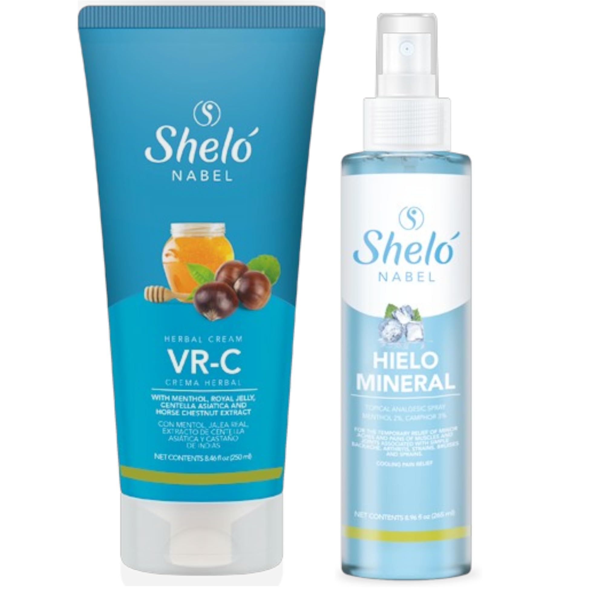 Sheló NABEL Hielo Mineral 8.7 fl Oz & VR-C 250ml Relax Sore Muscles and Joints Increase Circulation Reduce Inflammation - TrustMedUSA
