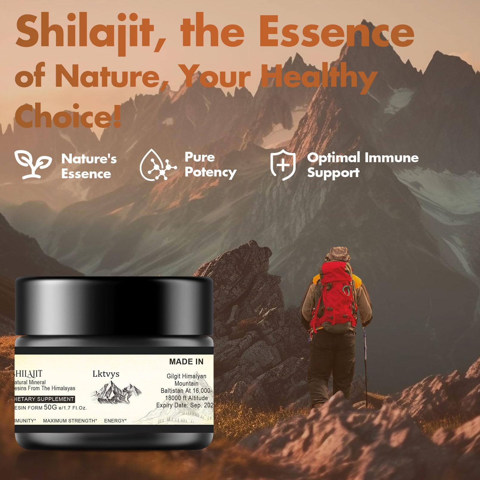 Shilajit Pure Himalayan Organic - Pure Original Shilajit, 50g(Large Volume), Enriched - Maple Wellness Supplements