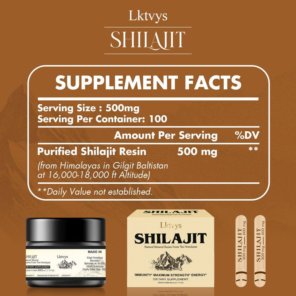 Shilajit Pure Himalayan Organic - Pure Original Shilajit, 50g(Large Volume), Enriched - Maple Wellness Supplements