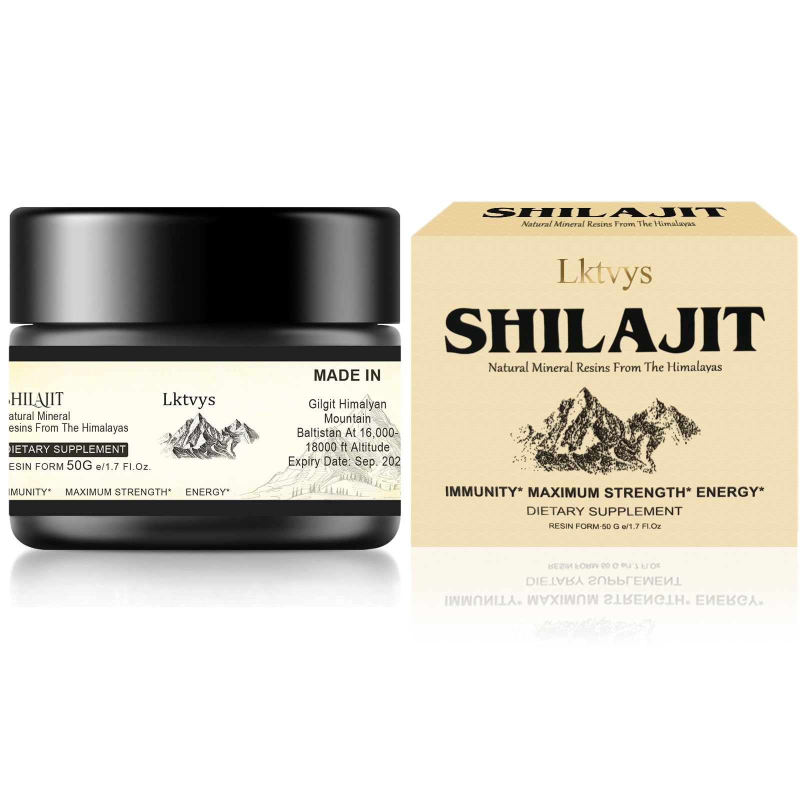 Shilajit Pure Himalayan Organic - Pure Original Shilajit, 50g(Large Volume), Enriched - Maple Wellness Supplements