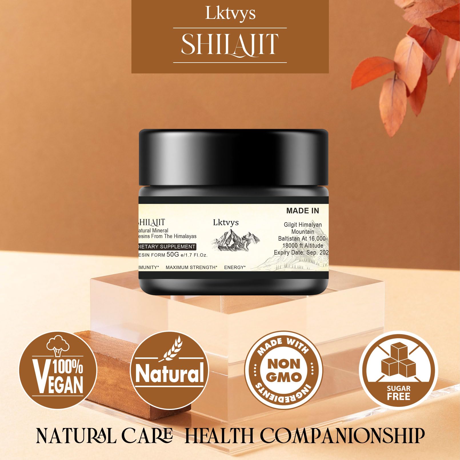 Shilajit Pure Himalayan Organic - Pure Original Shilajit, 50g(Large Volume), Enriched - Maple Wellness Supplements