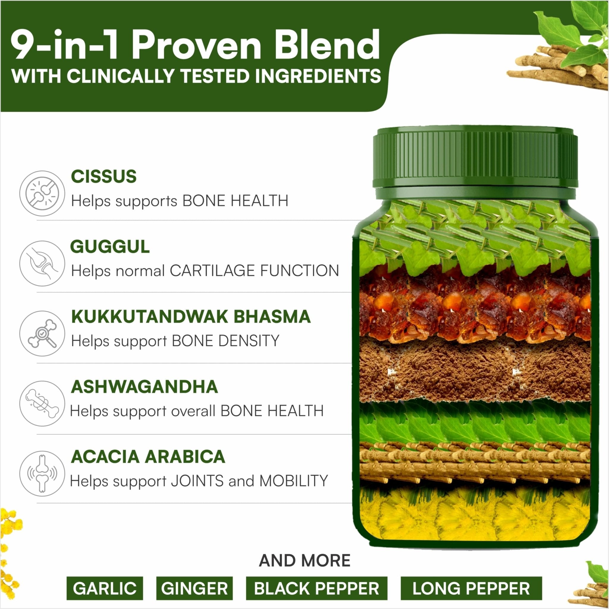 SHREE DHANWANTRI HERBALS SDH Bonartho | Bone & Joint Support Supplement | Move with Comfort & Ease | 60 Caps (1 Mon Supply) - TrustMedUSA