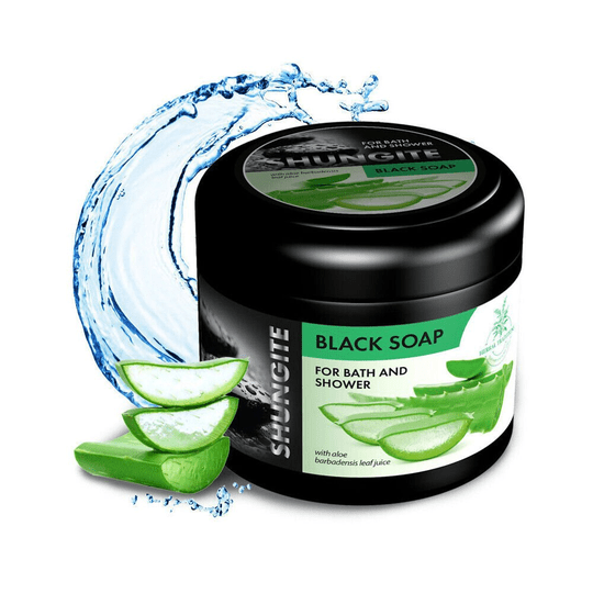 Shungit Herbal traditions black bath soap with aloe vera шунгит, 500 g - TrustMedUSA