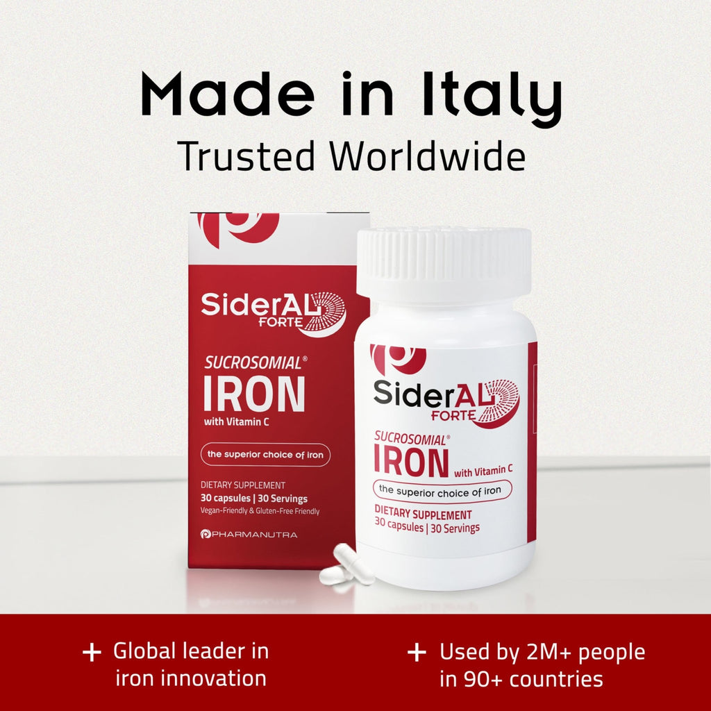 SiderAL Forte Iron Supplement Clinically Proven to Increase Levels Without Side Effects | Sucrosomial High Absorption Gentle Iron Pills for Women and Men | Vitamin C | Anemia & Energy Support | 30 ct - TrustMedUSA