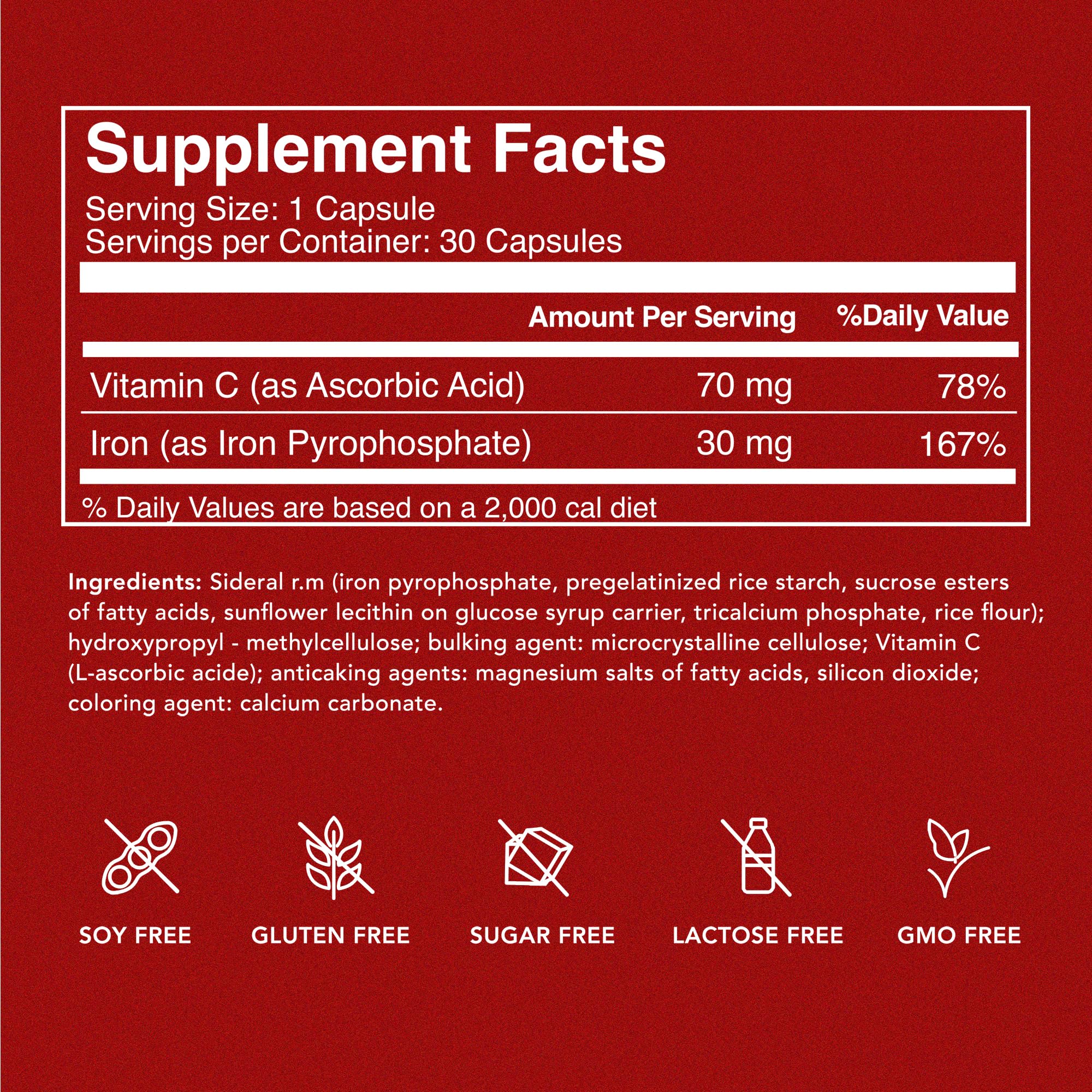 SiderAL Forte Iron Supplement Clinically Proven to Increase Levels Without Side Effects | Sucrosomial High Absorption Gentle Iron Pills for Women and Men | Vitamin C | Anemia & Energy Support | 30 ct - TrustMedUSA