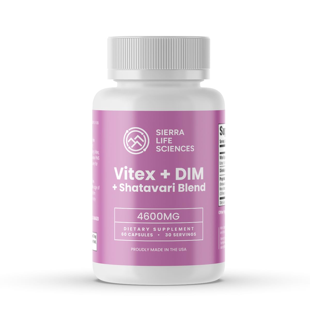 SIERRA LIFE SCIENCES Hormonal Balance Blend for Women – Vitex, DIM, Shatavari + Adaptogenic Support – Menstrual & Menopause Relief – Vegan, Clean-Label Formula – 4600mg – 60 Capsules - TrustMedUSA