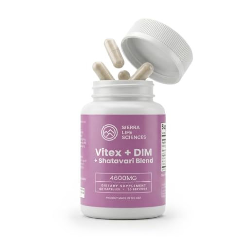SIERRA LIFE SCIENCES Hormonal Balance Blend for Women – Vitex, DIM, Shatavari + Adaptogenic Support – Menstrual & Menopause Relief – Vegan, Clean-Label Formula – 4600mg – (Pack of 2) - TrustMedUSA