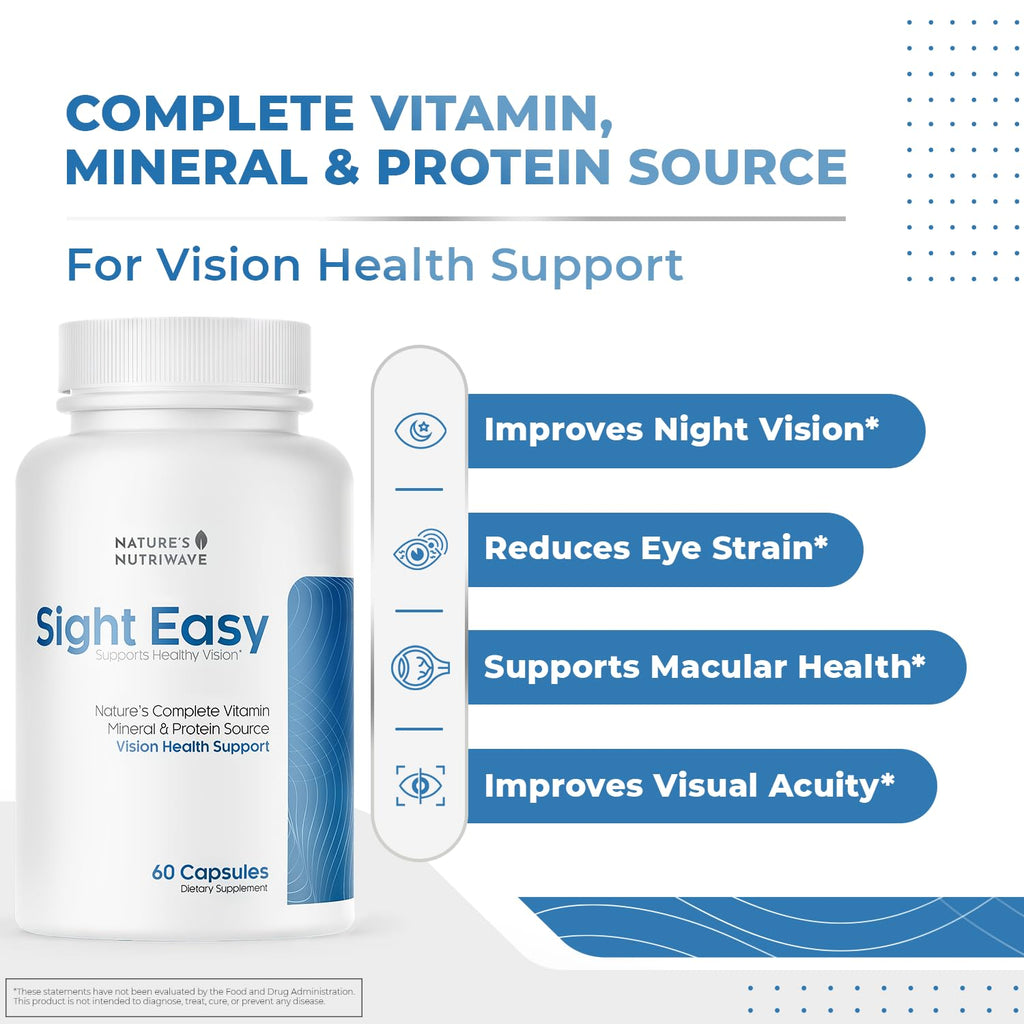 SIGHT EASY - Eye Vitamins & Mineral Supplements with Lutein & Zeaxanthin, Vitamin C, Vitamin E, Zinc and Bilberry for Healthy Vision and Eye Function Support - 60 Capsules, 1 Month Supply - TrustMedUSA