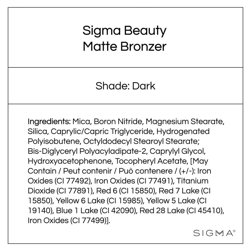 Sigma Beauty Matte Bronzer - Longwear Light Bronzer Powder with Matte Finish for Face - Achieving a Natural, Sun Kissed Glow (Dark) - TrustMedUSA