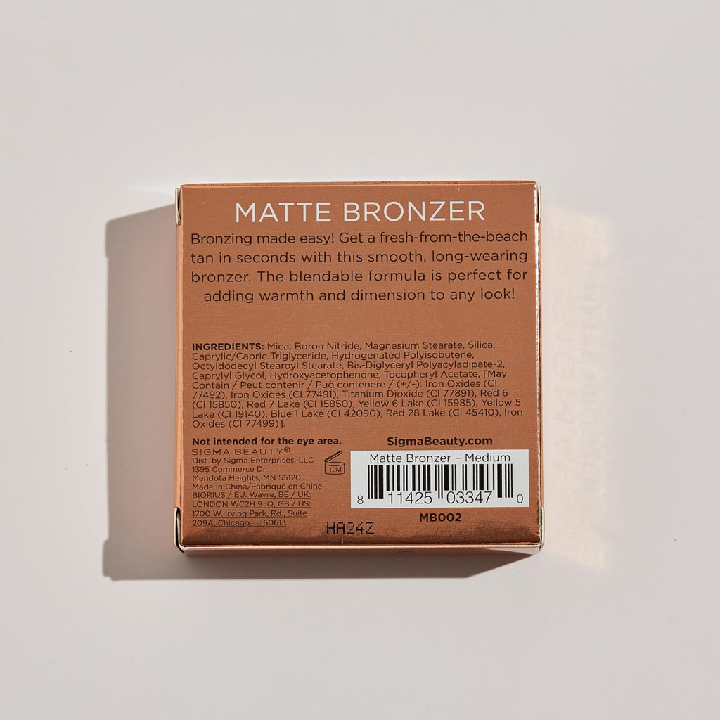 Sigma Beauty Matte Bronzer - Longwear Light Bronzer Powder with Matte Finish for Face - Achieving a Natural, Sun Kissed Glow (Dark) - TrustMedUSA