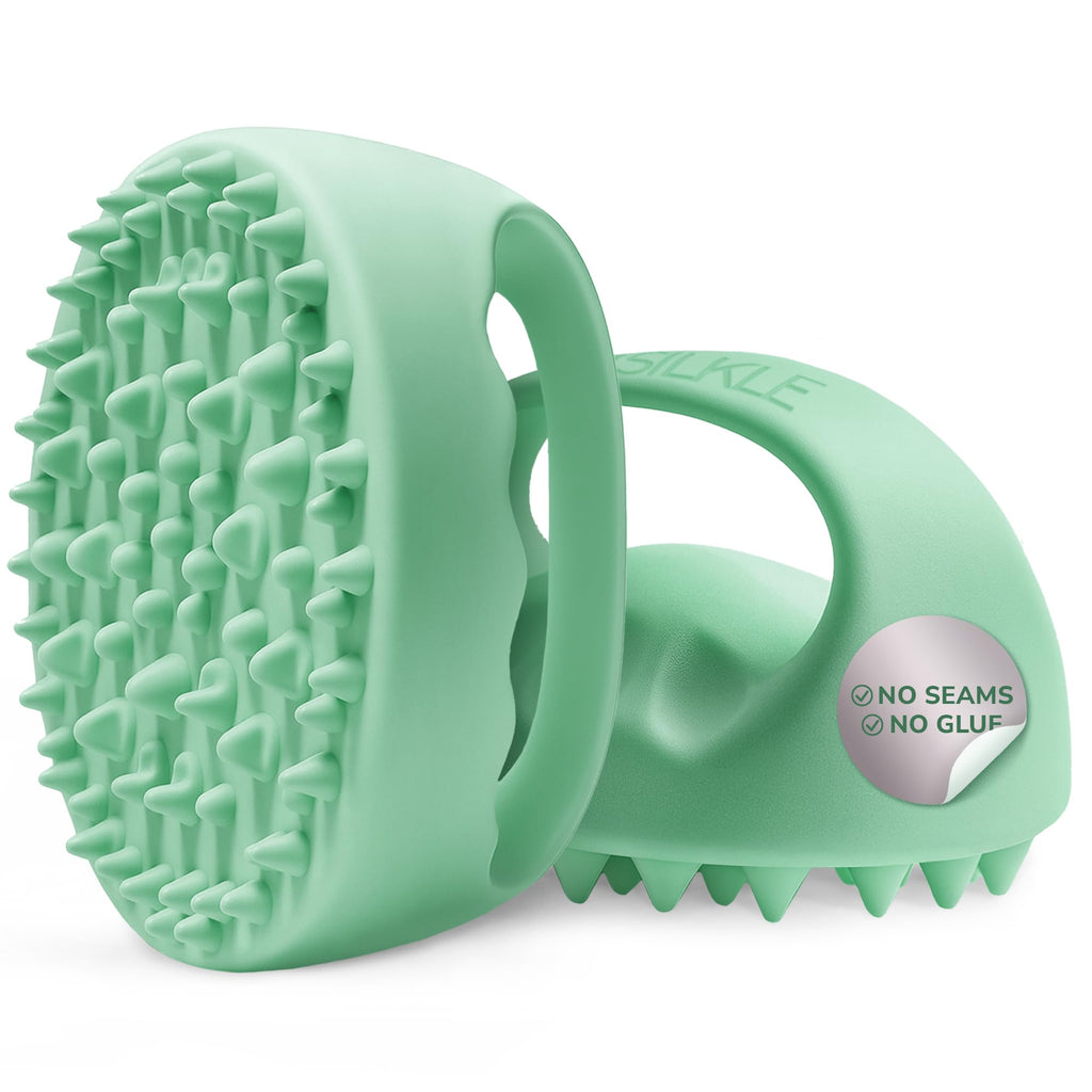 SILKLE Cellulite Massage Tool & Lymphatic Drainage Massager - Silicone Anti Cellulite Massage Brush for Body Sculpting with Ergonomic Handle - Cellulite Remover for Legs, Thighs and Belly - Green - Maple Wellness Supplements