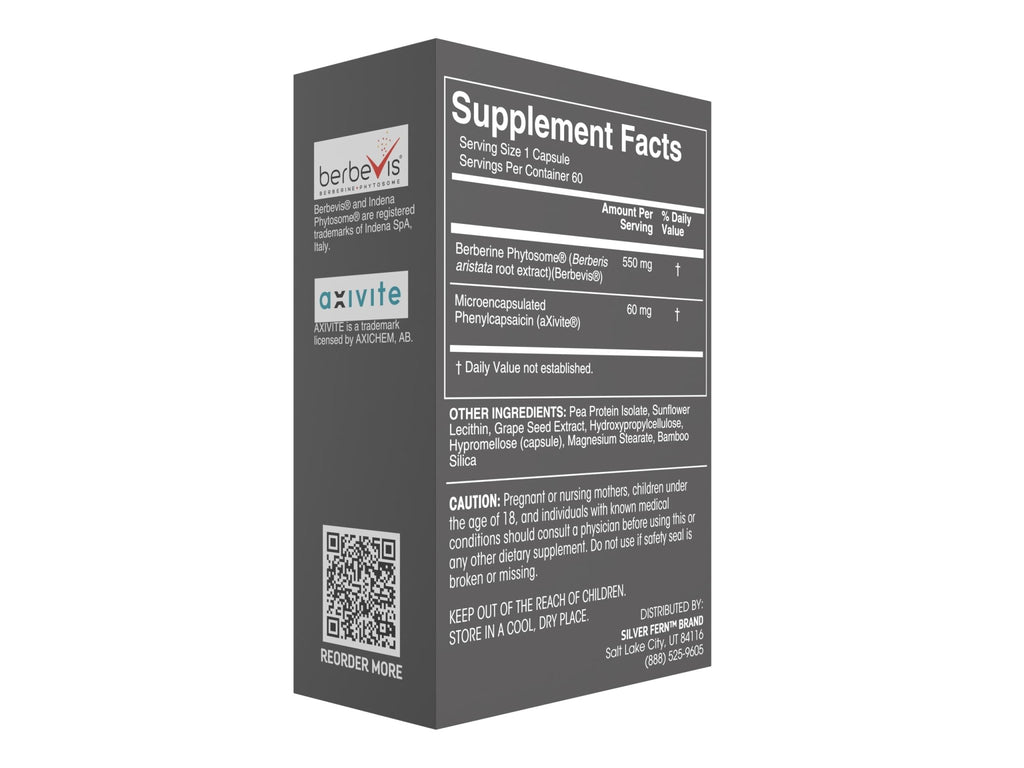 Silver Fern Brand Metabolism Supplement + Berberine Phytosome & aXivite – Supports Function & Wellness – 60 Capsules - TrustMedUSA