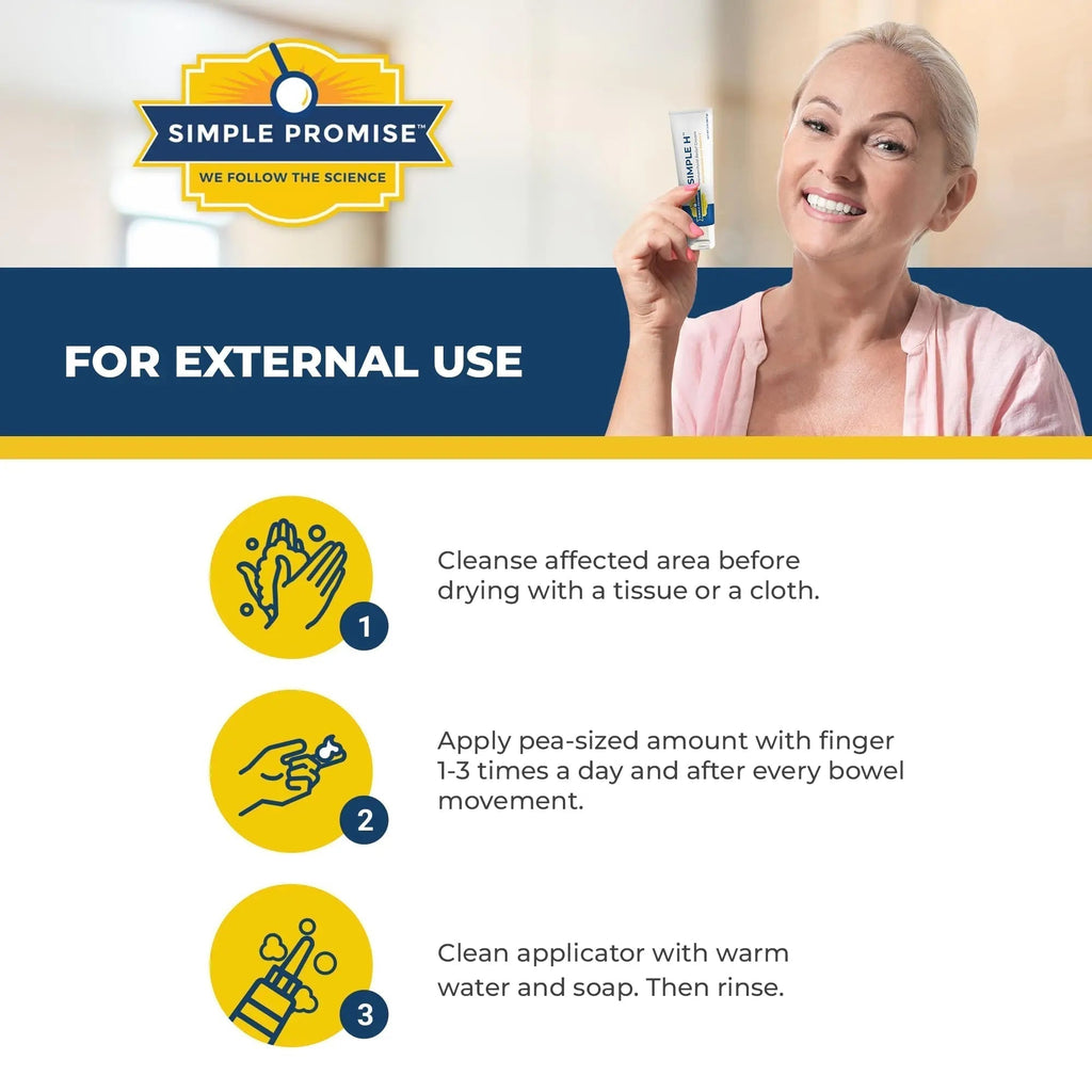 Simple Promise – Simple H Hemorrhoid Cream – Gentle Fast-Absorbing Formula with 28 Potent Ingredients & Enhanced Delivery System – Paraben-Free, Promotes Comfort & Relief, 2 oz - TrustMedUSA