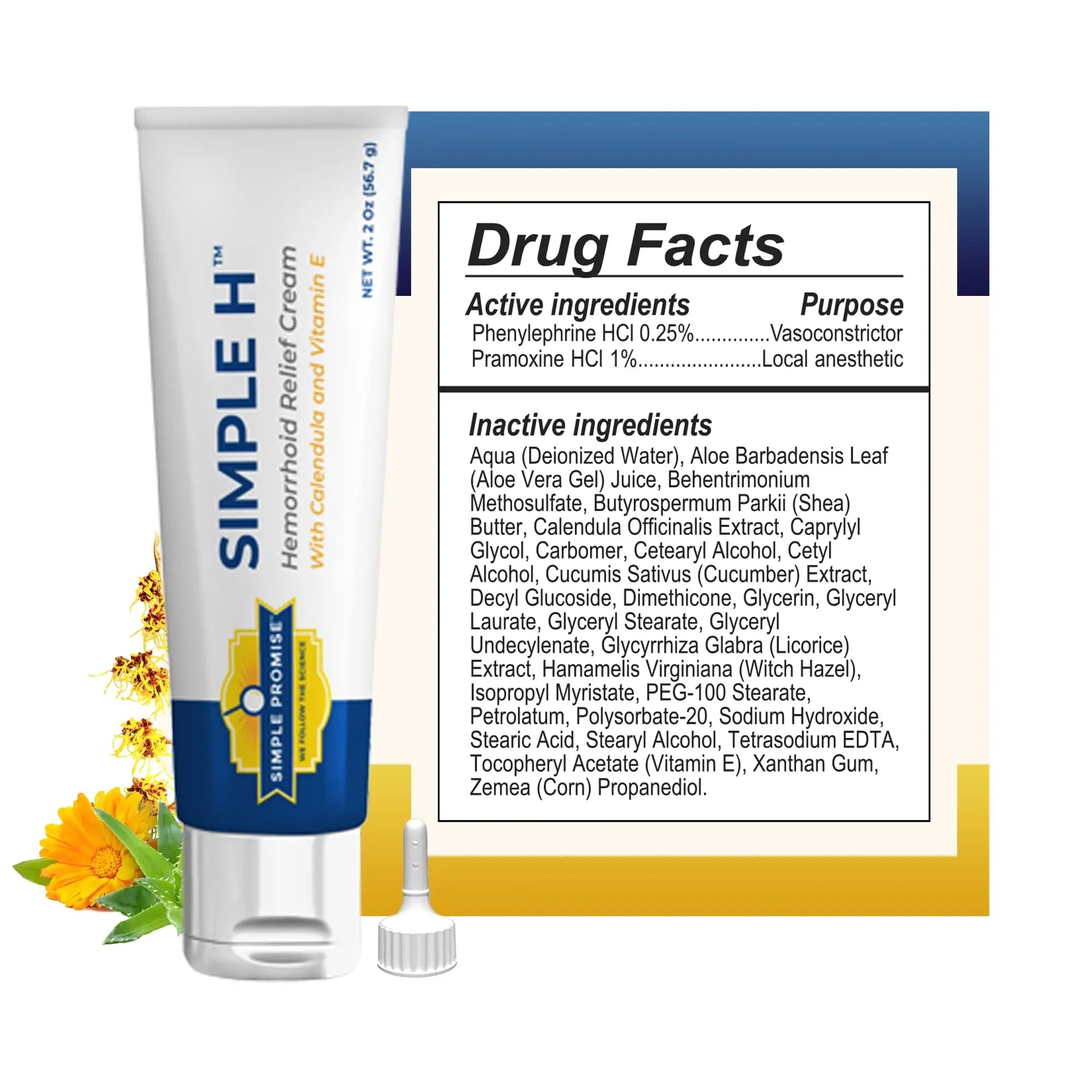 Simple Promise – Simple H Hemorrhoid Cream – Gentle Fast-Absorbing Formula with 28 Potent Ingredients & Enhanced Delivery System – Paraben-Free, Promotes Comfort & Relief, 2 oz - TrustMedUSA
