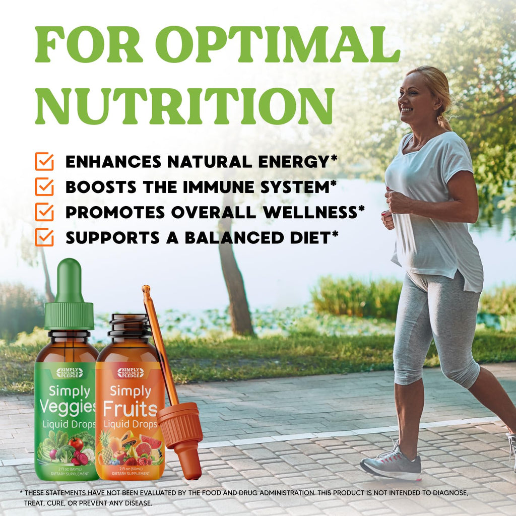 Simply Nature's Pledge - Fruit and Vegetable Supplements - Liquid Drops - Made with Whole Food Superfoods, Packed Vitamins & Minerals - Soy Free - Made in The USA - TrustMedUSA