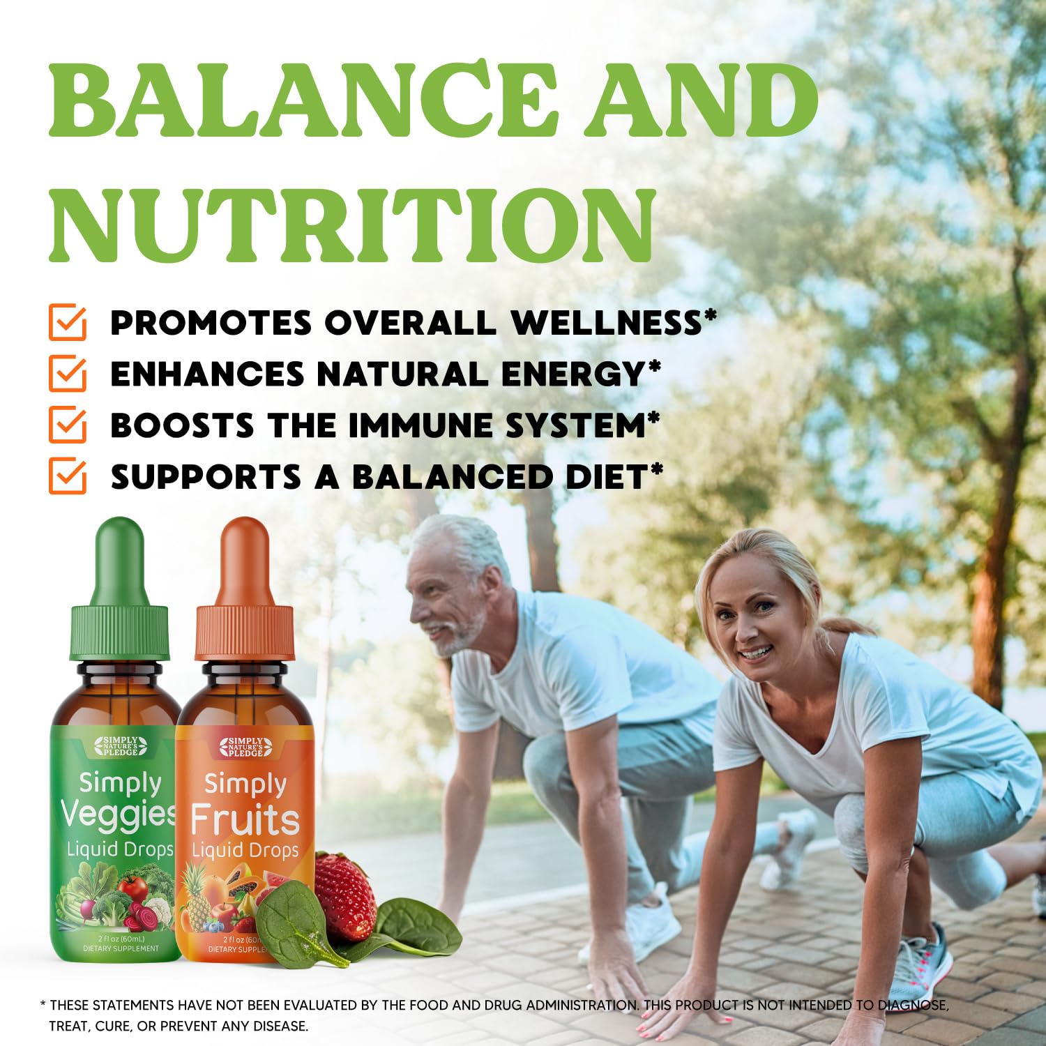 Simply Nature's Pledge - Fruit and Vegetable Supplements - Liquid Drops - Made with Whole Food Superfoods, Packed Vitamins & Minerals - Soy Free - Made in The USA - TrustMedUSA