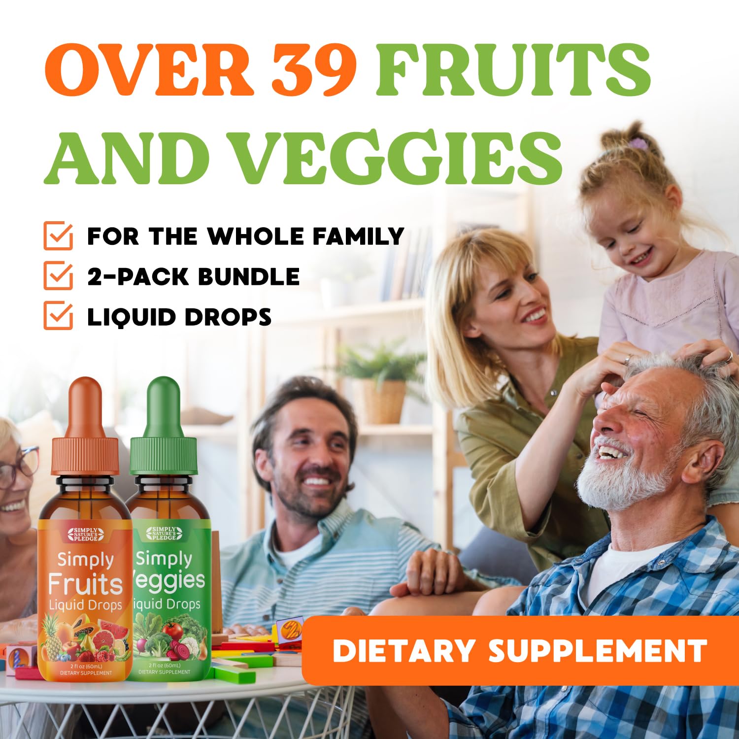 Simply Nature's Pledge - Fruit and Vegetable Supplements - Liquid Drops - Made with Whole Food Superfoods, Packed Vitamins & Minerals - Soy Free - Made in The USA - TrustMedUSA