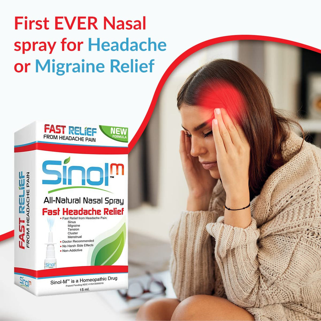 Sinol Headache Relief Spray, Over-The-Counter Medication Nose Spray for Migraine Cluster Tension, Sinus Relief & Nasal Decongestants, 15 ml - TrustMedUSA